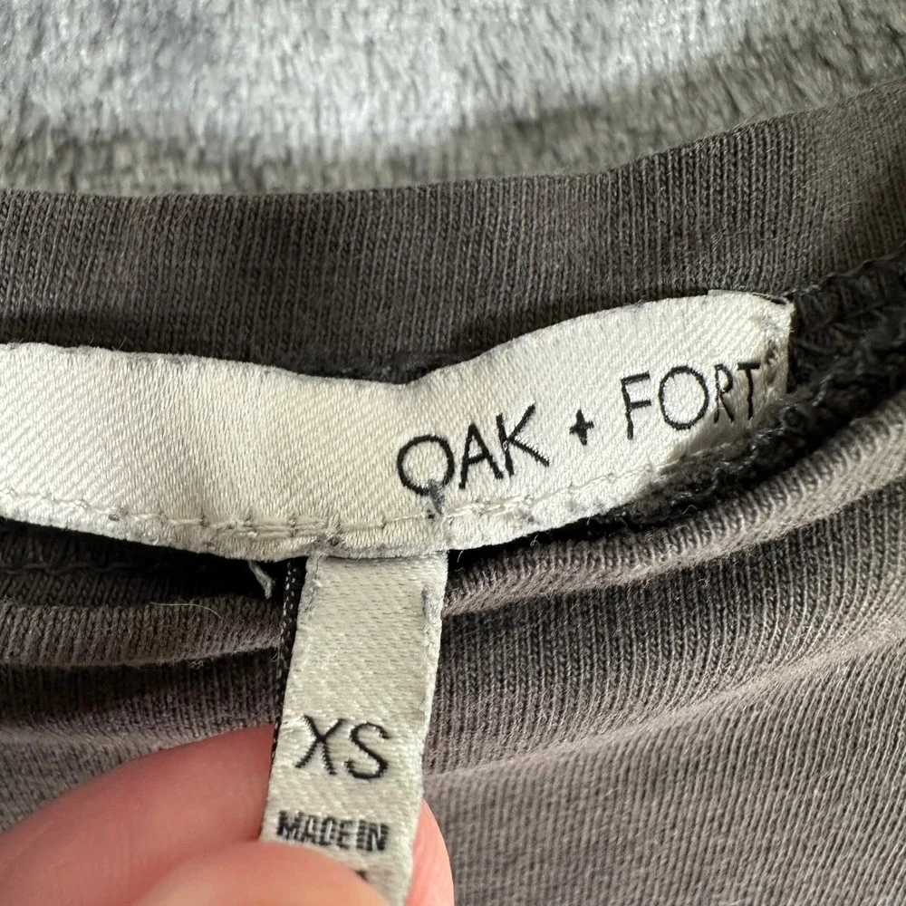 Oak + Fort Tank Dress Womens‎ XS Gray Sleeveless Midi Raw Hem Slit Minimalist